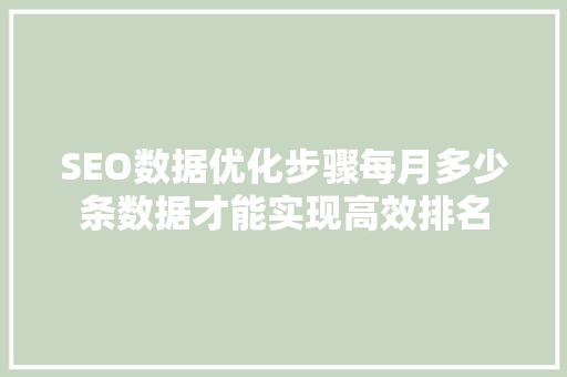 SEO数据优化步骤每月多少条数据才能实现高效排名