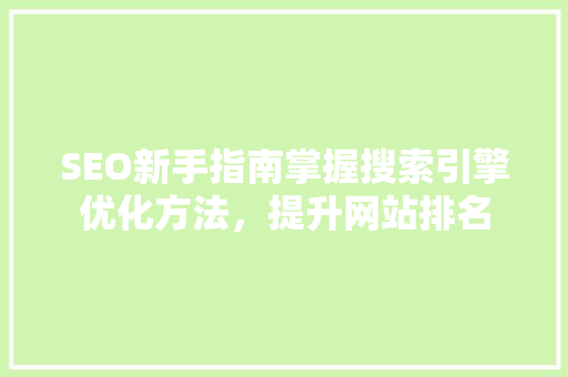 SEO新手指南掌握搜索引擎优化方法，提升网站排名