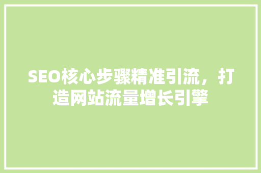 SEO核心步骤精准引流，打造网站流量增长引擎