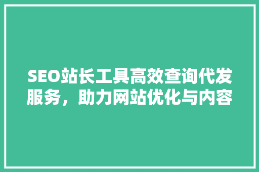 SEO站长工具高效查询代发服务，助力网站优化与内容营销