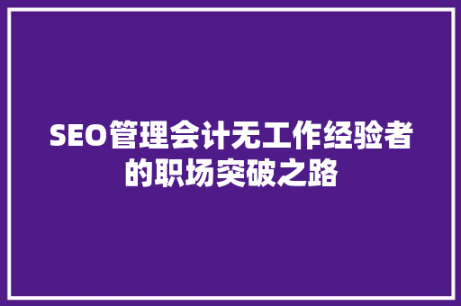 SEO管理会计无工作经验者的职场突破之路