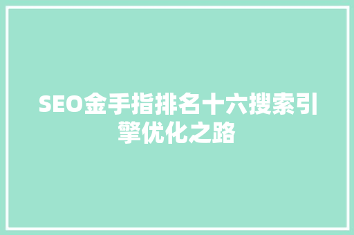 SEO金手指排名十六搜索引擎优化之路