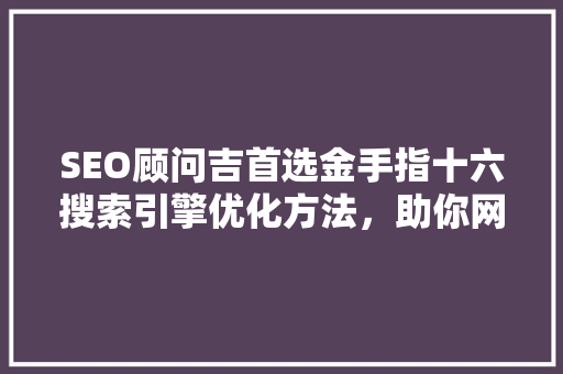 SEO顾问吉首选金手指十六搜索引擎优化方法，助你网站排名一路飙升