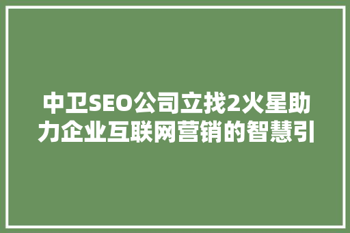 中卫SEO公司立找2火星助力企业互联网营销的智慧引擎