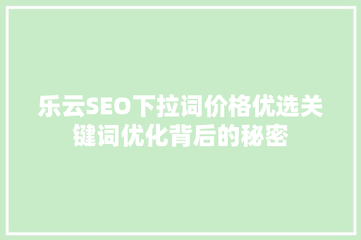 乐云SEO下拉词价格优选关键词优化背后的秘密
