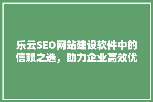 乐云SEO网站建设软件中的信赖之选，助力企业高效优化搜索引擎排名
