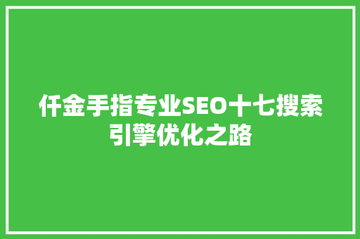 仟金手指专业SEO十七搜索引擎优化之路