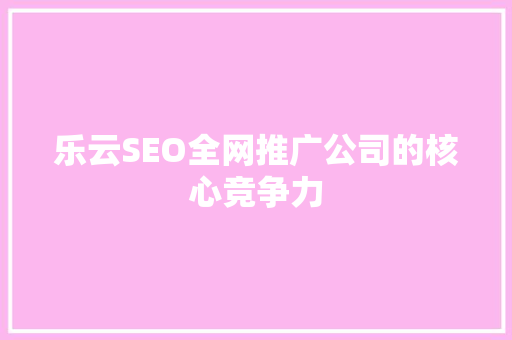 乐云SEO全网推广公司的核心竞争力