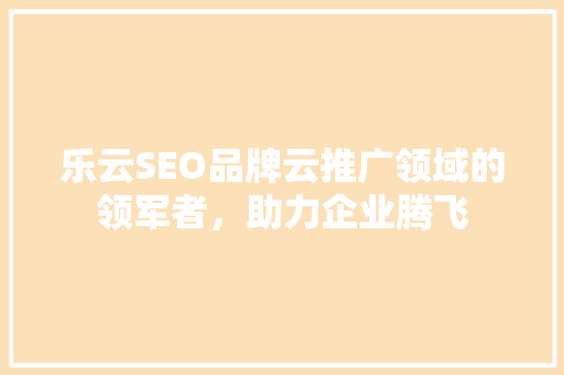 乐云SEO品牌云推广领域的领军者，助力企业腾飞