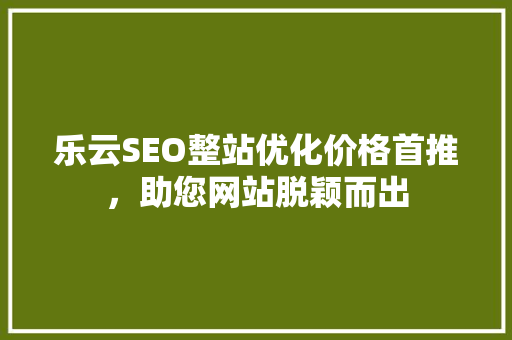 乐云SEO整站优化价格首推，助您网站脱颖而出