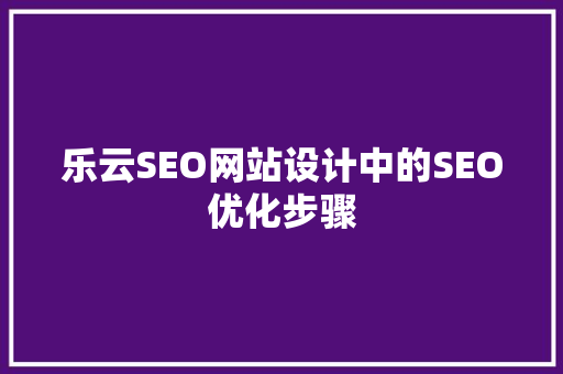 乐云SEO网站设计中的SEO优化步骤