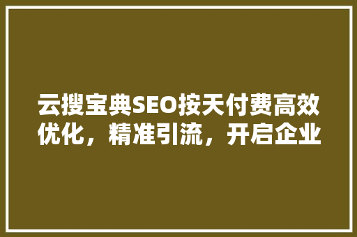 云搜宝典SEO按天付费高效优化，精准引流，开启企业互联网新篇章