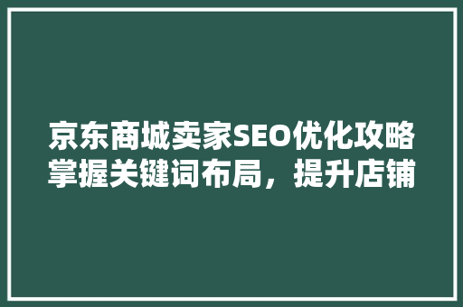 京东商城卖家SEO优化攻略掌握关键词布局，提升店铺排名
