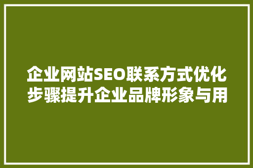 企业网站SEO联系方式优化步骤提升企业品牌形象与用户互动