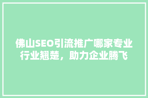 佛山SEO引流推广哪家专业行业翘楚，助力企业腾飞