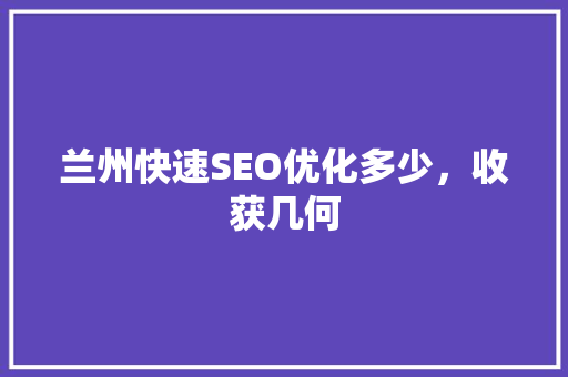兰州快速SEO优化多少，收获几何