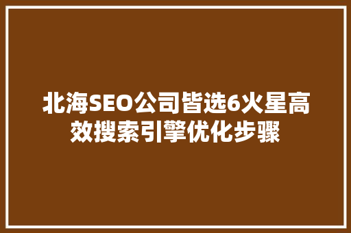 北海SEO公司皆选6火星高效搜索引擎优化步骤
