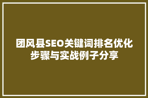 团风县SEO关键词排名优化步骤与实战例子分享