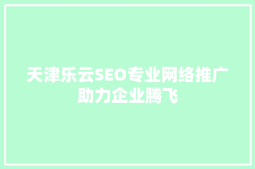 天津乐云SEO专业网络推广助力企业腾飞