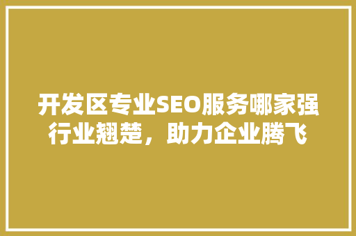 开发区专业SEO服务哪家强行业翘楚，助力企业腾飞