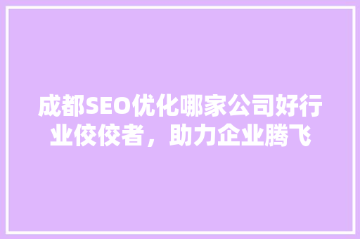 成都SEO优化哪家公司好行业佼佼者，助力企业腾飞