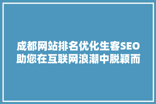 成都网站排名优化生客SEO助您在互联网浪潮中脱颖而出
