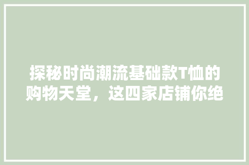 探秘时尚潮流基础款T恤的购物天堂，这四家店铺你绝对不能错过