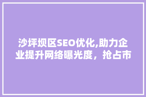 沙坪坝区SEO优化,助力企业提升网络曝光度，抢占市场先机