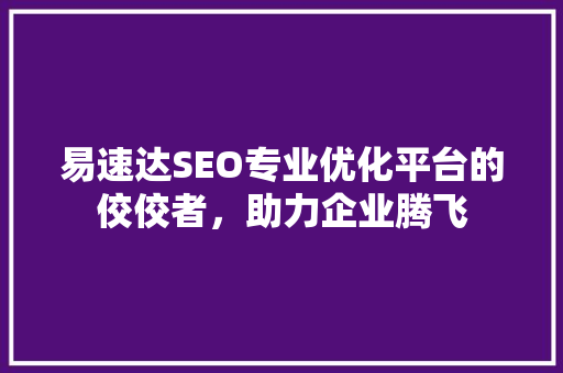 易速达SEO专业优化平台的佼佼者，助力企业腾飞