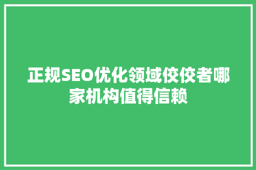 正规SEO优化领域佼佼者哪家机构值得信赖