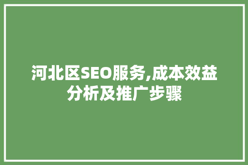 河北区SEO服务,成本效益分析及推广步骤