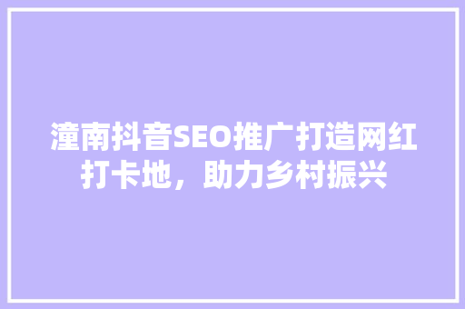 潼南抖音SEO推广打造网红打卡地，助力乡村振兴