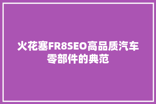 火花塞FR8SEO高品质汽车零部件的典范