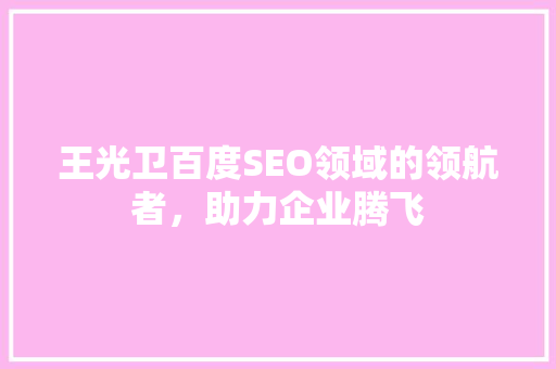 王光卫百度SEO领域的领航者，助力企业腾飞
