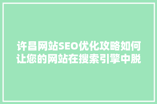 许昌网站SEO优化攻略如何让您的网站在搜索引擎中脱颖而出