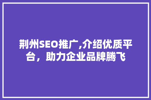 荆州SEO推广,介绍优质平台，助力企业品牌腾飞