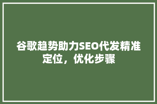 谷歌趋势助力SEO代发精准定位，优化步骤