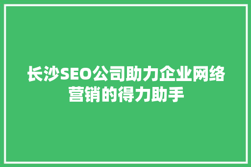 长沙SEO公司助力企业网络营销的得力助手