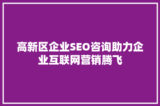 高新区企业SEO咨询助力企业互联网营销腾飞