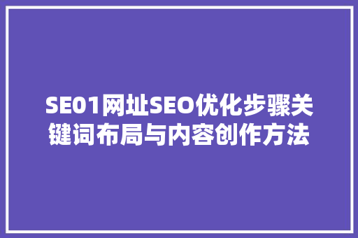 SE01网址SEO优化步骤关键词布局与内容创作方法