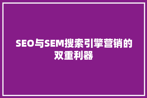 SEO与SEM搜索引擎营销的双重利器