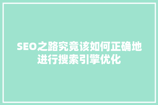 SEO之路究竟该如何正确地进行搜索引擎优化
