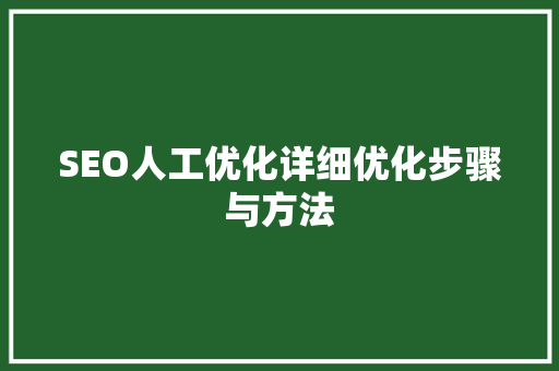SEO人工优化详细优化步骤与方法