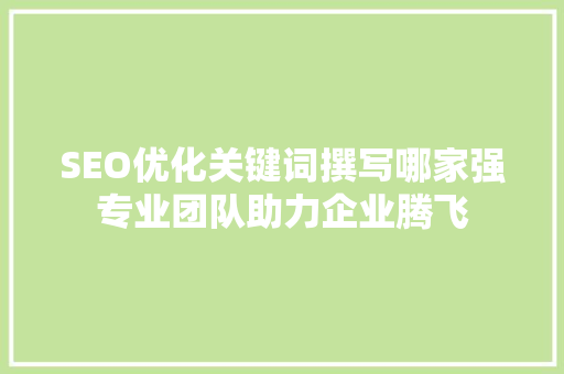 SEO优化关键词撰写哪家强专业团队助力企业腾飞
