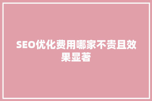 SEO优化费用哪家不贵且效果显著