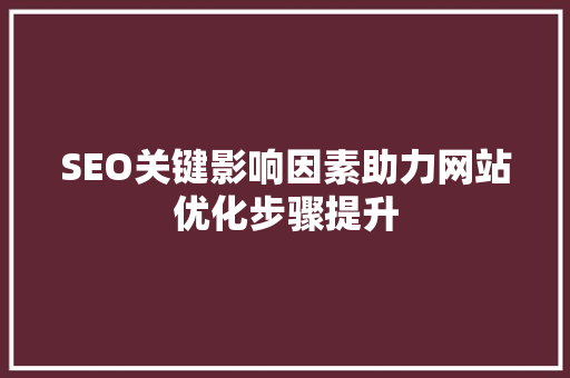 SEO关键影响因素助力网站优化步骤提升