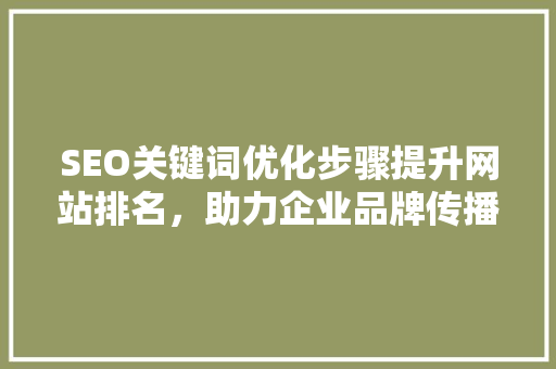 SEO关键词优化步骤提升网站排名，助力企业品牌传播