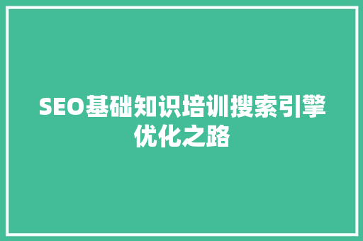 SEO基础知识培训搜索引擎优化之路
