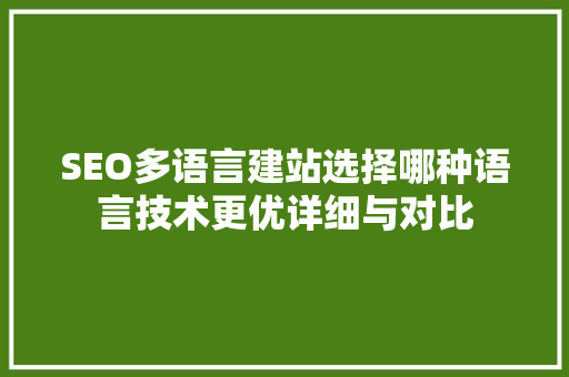 SEO多语言建站选择哪种语言技术更优详细与对比