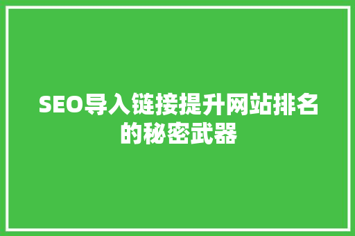 SEO导入链接提升网站排名的秘密武器